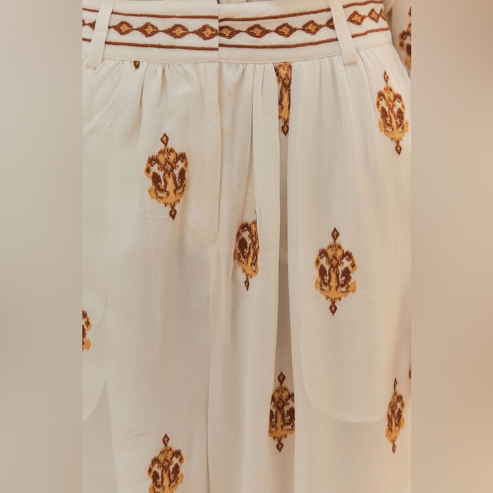 FARM RIO Off-White Anchor Tapestry Embroidered Pants - Picture 5 of 7
